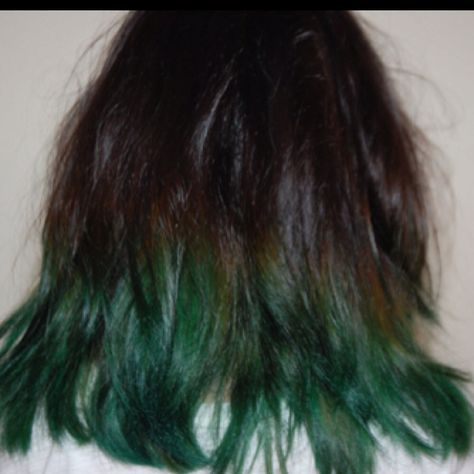 Dark green dip dye Green Dip, Green Dips, Dipped Hair, Dark Green Hair, Brunette Ombre, Dyed Hair Pastel, Dip Dye Hair, Dye Hair, Green Tips