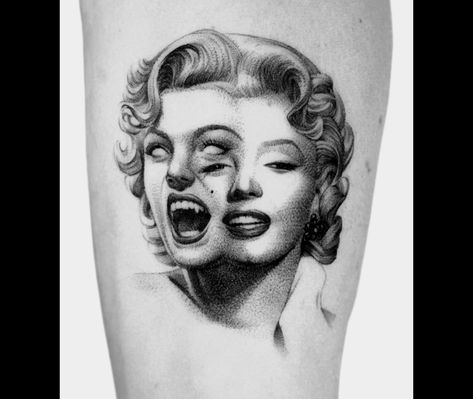 Marilyn Monroe Inspired Tattoo, Marilyn Tattoo Ideas, Merlin Monroe Tattoo, Marilyn Monroe Tattoos, Marilyn Monroe Tattoo Ideas, Marilyn Monroe Tattoo Designs, Monroe Tattoo, Trippy Tattoo, Marilyn Monroe Tattoo