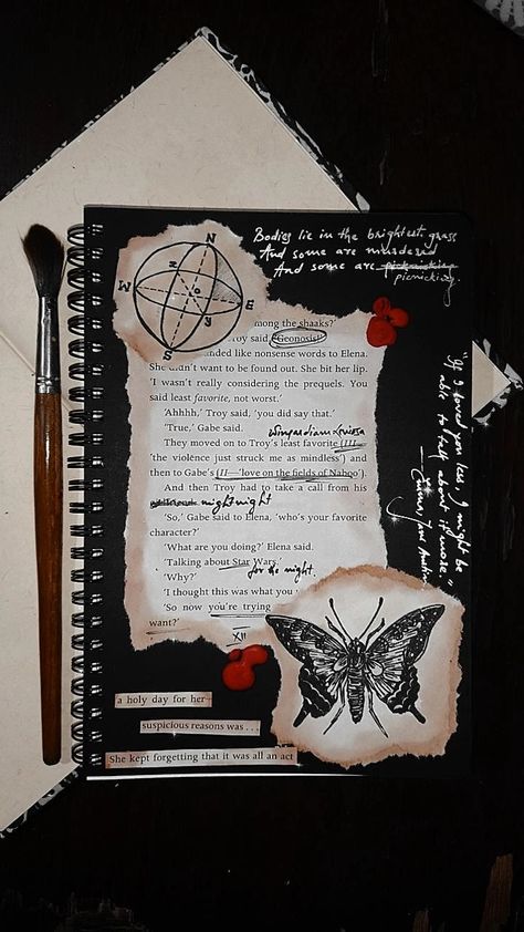 Dark Academia Sketchbook, Dark Academia Journal Ideas, Dark Academia Scrapbook, Journal Dark Academia, Academia Journal, Dark Academia Journal, Black Journals, Scrapbook Letters, Journal Therapy