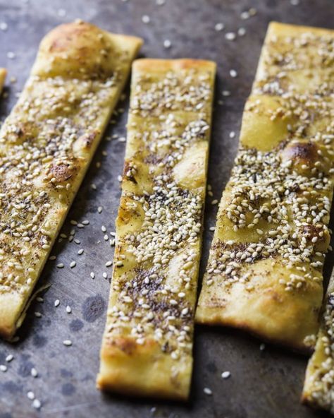 Milk Street on Instagram: “Hello, za'atar flatbread. This versatile dough, a favorite from #MilkStreetTV, is a breeze to make in a food processor and can be used for…” Milkstreet Recipes, Za'atar Recipe, Flatbread Pizza Dough, Savory Treats, Food Bread, Milk Street, Za Atar, Flatbread Recipes, Flatbread Pizza