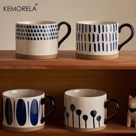 Painted Coffee Cup, Cup Gift Set, Cafe Cup, Oatmeal Cups, Couples Friends, Ceramic Products, Cerámica Ideas, Keramik Design, Breakfast Cups