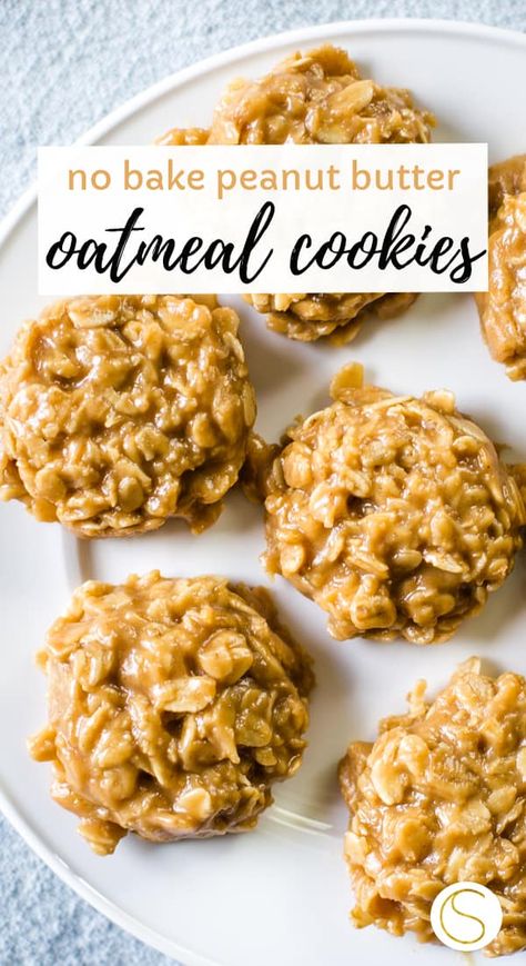 No Bake Oatmeal Cookies, No Bake Oatmeal, Easy No Bake Cookies, Butter Oatmeal Cookies, Old Fashioned Oats, No Bake Peanut Butter, Peanut Butter No Bake, Peanut Butter Oatmeal Cookies, Baking Recipes Cookies