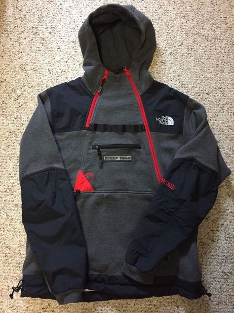 Vintage Rare The North Face Steep Tech Fleece Jacket/Sweatshirt Size Medium #TheNorthFace #Jacket The North Face Fleece Jacket With Pockets For Streetwear, The North Face Sporty Fleece Jacket With Fleece Lining, The North Face Fleece Hoodie For Streetwear, The North Face Hooded Streetwear Jacket, Tnf Jacket, The North Face Outdoor Fleece Jacket With Pockets, North Face Steep Tech, Vintage Racing Jacket, Racing Jacket