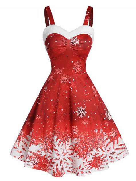 Plus Size Christmas Dresses, Vintage Christmas Dress, Santa Dress, Christmas Dresses, Snowflake Print, Dresses Fall, Dress Christmas, Classy Design, Boho Floral Dress