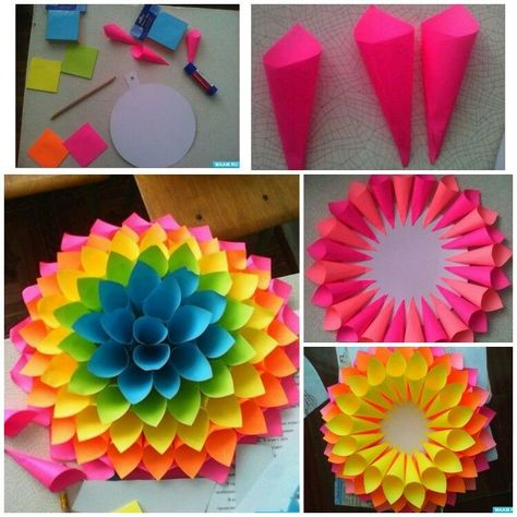 Simple Paper Flower, Paper Flower Wall Art, Paper Flowers Diy Easy, Paper Dahlia, Diy Spring Wreath, Easy Paper Flowers, Paper Flower Decor, Paper Flower Template, Paper Flower Backdrop