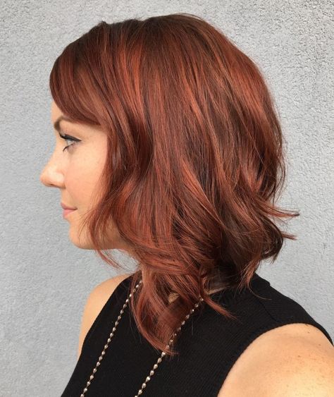 Tousled A-Line Bob Auburn Bob, Dark Auburn Hair Color, Dark Auburn Hair, Auburn Balayage, Bob Hair Color, Hair Color Auburn, Hair Color Highlights, Amazing Hair, Auburn Hair