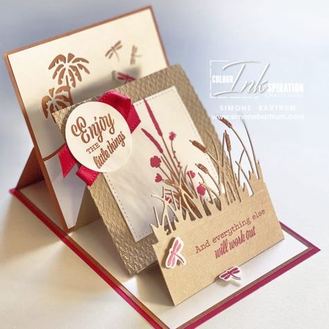 Triple Easel Fold Card, Stampin Up 3d Cards, Triple Easel Card, Triple Easel Card Tutorial, Girly Cards, Asian Cards, Folding Cards, Fancy Fold Card Tutorials, Card Folds