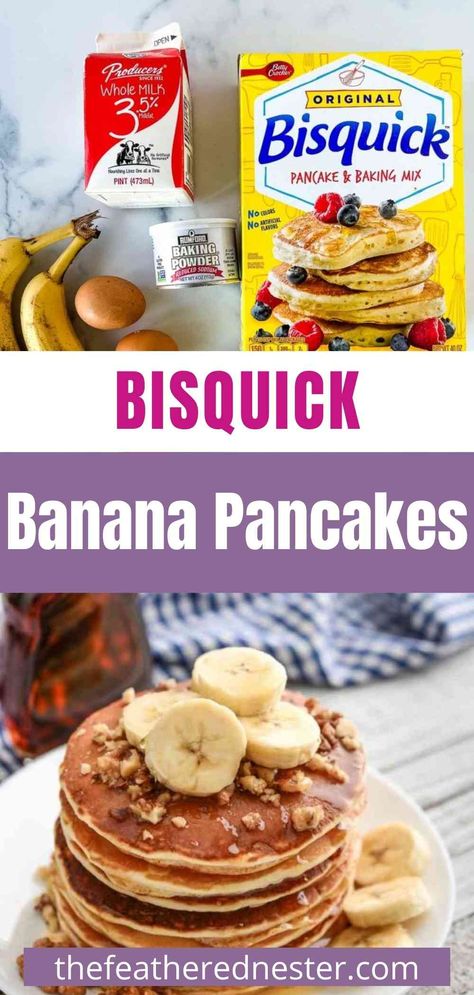 Bisquick Banana Pancakes, Bisquick Pancake Recipe, Biscuit Dough Recipes, Gluten Free Brunch Recipes, Bisquick Pancakes, Make Ahead Brunch Recipes, Healthy Brunch Recipes, Banana Pancakes Recipe, Bisquick Recipes