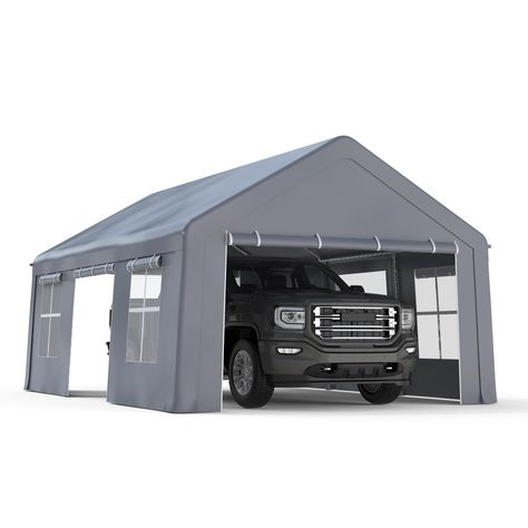 PRICES MAY VARY. Multi-functional Design: Boasting a spacious 10x20ft dimension and a waterproof canopy, this carport is ideal as a portable garage for trucks, cars, SUVs, tractors, boats, or as an outdoor camping or storage tent. The removable sidewalls and doors cater to your different needs. Moreover, it is suitable for outdoor gatherings such as parties, weddings, and commercial fairs. Mobile Shelter: Protect your vehicle with our high-quality 10x20 ft carport. This car canopy offers conveni Waterproof Tarp, Carport Canopy, Portable Garage, Car Canopy, Ventilation Design, Canopy Shelter, Steel Canopy, Roll Up Doors, Awning Canopy