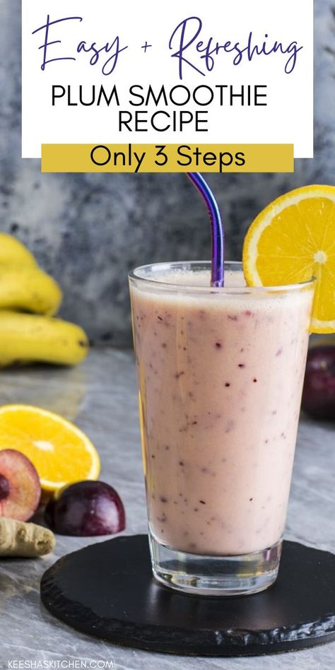 Plum Recipes Healthy, Green Smoothie Benefits, Plum Juice, Smoothie Benefits, Recipes Only, Plum Recipes, Smoothie Drink Recipes, Strawberry Banana Smoothie, Increased Energy