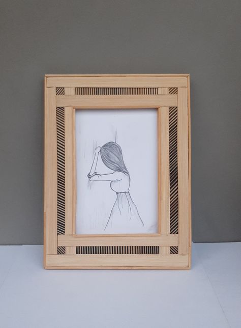 Made from bamboo Popsicle Art, Frame Edit, Bamboo Pen, Wood Decoration, Stick Photo, Picture Frame Decor, Bamboo Frame, Wooden Picture Frames, Diy Frames