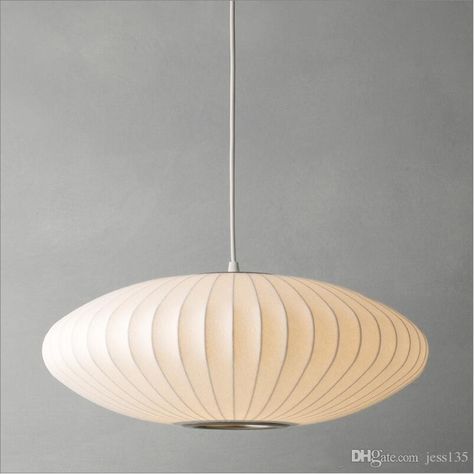 George Nelson Bubble Saucer Lamp E27 LED White Silk Pendant Light White Silk Flat Ball White Silk Hanging Lighting From Jess135, $97.29 | DHgate.Com Nelson Saucer Pendant, Saucer Lamp, George Nelson Bubble Lamp, Nelson Bubble, George Nelson Bubble, Mid Century Lighting Pendant, Mid Century Modern Lamps, Ball Pendant Lighting, Mid Century Pendant