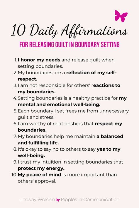 Explore these 10 powerful daily affirmations to help release the guilt often felt when setting boundaries. Embrace your right to personal space and respect in every aspect of life. A perfect guide for anyone looking to strengthen their boundary-setting skills guilt-free. #DailyAffirmations #HealthyBoundaries Gaslighting In Relationships, 10 Affirmations, How To Communicate Better, Gratitude Challenge, Communication Relationship, Relationship Blogs, Relationship Struggles, Practice Gratitude, Relationship Problems