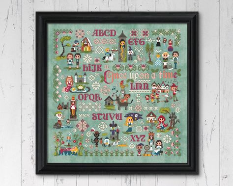 Grimm's Fairy Tales Cross PDF Stitch Pattern - Etsy Canada Fairy Cross Stitch Patterns Free Charts, Grimm's Fairy Tales, Needlecraft Patterns, Cute Borders, Halloween Embroidery Designs, Grimm Fairy Tales, Halloween Embroidery, Cross Stitch Needles, Cross Stitch Samplers