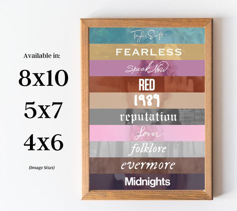 Taylor Albums In Order, Taylor Swift Album Colors, Taylor Swift Album Covers, Swiftie Room, Taylor Swift Room Decor, Taylor Swift Bedroom, Taylor Painting, Taylor Swift House, Birthday Taylor Swift