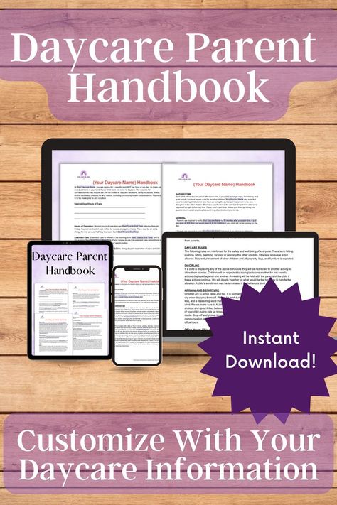 When you have your own daycare or preschool business it is imperative to have a handbook that states all of your policies and expectations. This will allow for clear communication right from the get go. Save yourself the time, stress, and brain power of writing a parent handbook with this customizable download. This handbook covers all of the basics while leaving the ability for you to tweak to fit the exact needs of your daycare. Birthday Party Meals, Emergency Contact Form, Parent Handbook, Toddler Class, December Crafts, Daycare Providers, Payment Schedule, Registration Form, Home Daycare