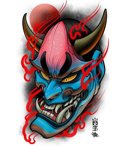 Hannya Crazy - 11x17 @ 300 dpi on Procreate. Hania Mask, Japanese Demon Tattoo, Japanese Hannya Mask, Oni Mask Tattoo, Japanese Tattoos For Men, Hannya Mask Tattoo, Japanese Demon, Art Vampire, Octopus Tattoo Design