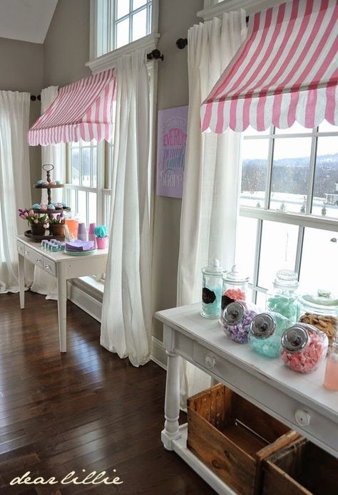 Kitchen Window Treatments Ideas, Indoor Awnings, Window Treatments Ideas, Dear Lillie, Store Concept, Bakery Decor, Cupcake Shops, Kitchen Window Treatments, Window Awnings