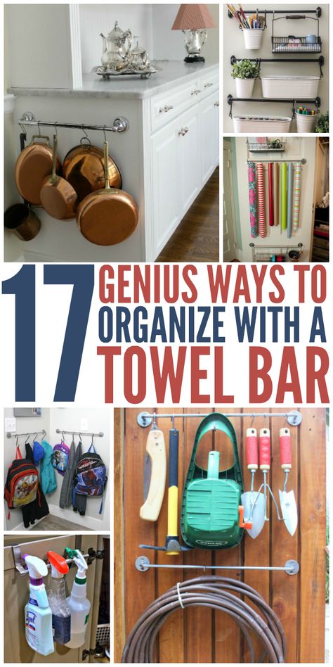 Bar Organization, Small Home Gyms, Storage Hacks Diy, Organization Station, Crazy House, Organizing Storage, Organizational Ideas, Ways To Organize, Towel Bars