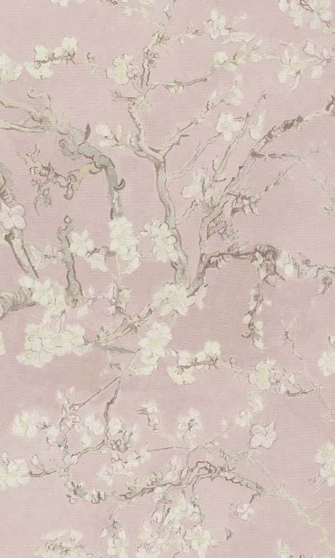 Wallpaper Aesthetic Vintage Pink, Ruth Aesthetic, Amelia Core, Ipad Pink, Blush Pink Wallpaper, Van Gogh Famous Paintings, Vintage Whimsical, Van Gogh Almond Blossom, Dining Room Wallpaper