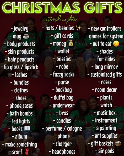 Stuff To Buy For Christmas, What To Get Ur Friends For Christmas, Christmas Gift For Friends Teens, Things I Want For Christmas List, Baddie Christmas Gifts, What To Get Gf For Birthday, What To Get Your Friend For Christmas, What To Get Your Gf For Christmas, Things To Get Your Gf For Christmas