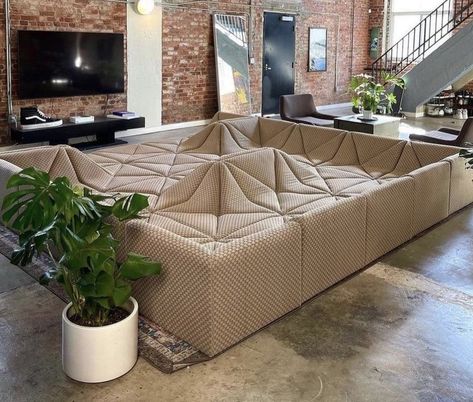 Industrial Room Design, Dune Sofa, Farmhouse Home Design, Industrial Room, Dream House Living Room, Pierre Paulin, Home Room Design, Dream Home Design, Contemporary Interior