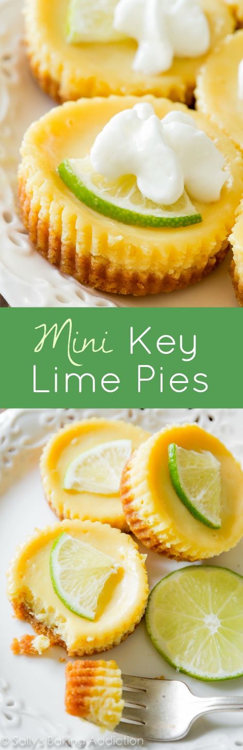 What's better than key lime pie? INDIVIDUAL mini key lime pies! sallysbakingaddiction.com Key Lime Pies, Mini Key Lime Pies, Key Lime Desserts, Lime Desserts, Dessert Oreo, Whoopie Pie, Lime Recipes, Cake Mini, Mince Pie