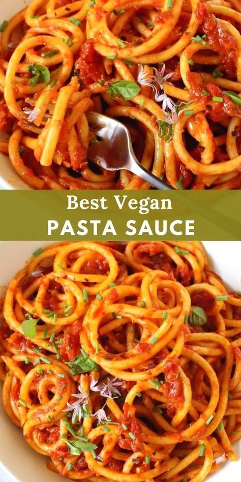 Best Vegan Pasta, Vegan Noodles Recipes, Veggie Society, Vegan Pasta Sauce, Pasta Sauce Recipe, Italian Tomato Sauce, Vegan Noodles, Tomato Pasta Sauce, Vegan Pasta Recipes