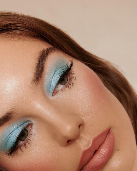 Millie Rose on Instagram: ““Go out with you in powder blue and tease my hair up high” 💎 Shot by @majajankowska  Makeup by @abbirosemakeup  Retouch by @lucaszalmas • •…” Eyeshadow Under Eye, Hair Up High, Baby Blue Eyeshadow, Lash Slick, Water Sprite, Clear Eyebrow Gel, Pastel Eyeshadow, Blue Eyeshadow Looks, Maquillage On Fleek