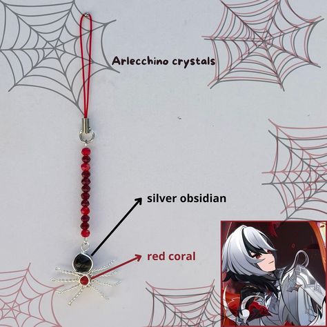 Arlecchino phone charm with silver obsidian and red coral 🕷️ 彡[ꜱʜᴏᴘ ʟɪɴᴋ ɪɴ ʙɪᴏ]彡★ Handmade with ʀᴇᴀʟ ᴄʀʏꜱᴛᴀʟꜱ. ˚ ༘♡ ⋆｡˚𝓲𝓰𝓷𝓸𝓻𝓮 𝓽𝓱𝓮 𝓽𝓪𝓰𝓼 ˚ ༘♡ ⋆｡˚ #genshin #genshinimpact #genshinimpactedit #genshinimpactfanart #genshinimpactmihoyo #mihoyo #hoyolab #handmade #beads #explore #explorepage #navia #kokomi #raiden #hutao #fyp #phonecharm #phonestrap #smallbiz #smallbusiness #arlecchino #xiao #furina #lyney #neuvillette #venti #nahida #zhongli #kazuha #itto Genshin impact phone charms Itto Genshin, Silver Obsidian, Phone Plug, Phone Charms, Handmade Beads, Phone Charm, Red Coral, Diy Beads, Genshin Impact