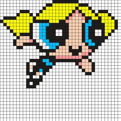 Bubbles Ppg, Pixel Kawaii, Easy Pixel Art, Perler Art, Pixel Art Templates, Pixel Drawing, Pixel Crochet, Pixel Art Grid, Kandi Patterns