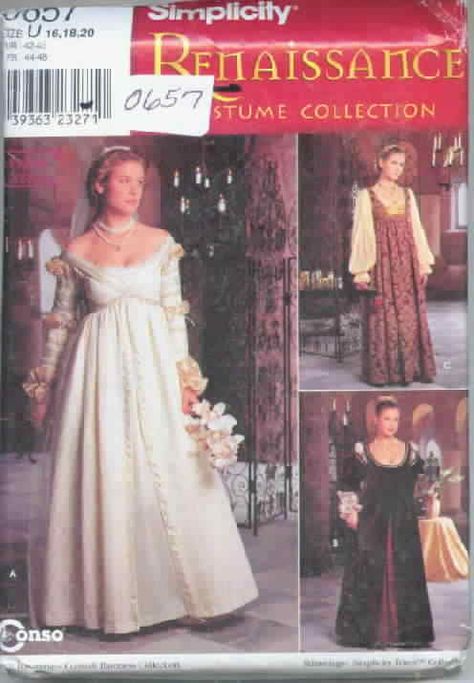 Simplicity 0657 Renaissance Gown  uslay called the Ever After dress Simplicity Patterns Costumes, Gown Sewing Pattern, Costume Sewing, Medieval Wedding, Gown Princess, Costume Sewing Patterns, Gown Pattern, Medieval Costume, Princess Costume