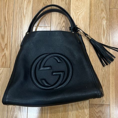 Brand New Gucci Tote Bag Black Leather Oversized Handbags, Luxury Tote Bags, Gucci Tote Bag, Leather Tote Purse, Lv Bags, Gucci Tote, Swag Bag, Bags Designer Fashion, Tote Bag Black