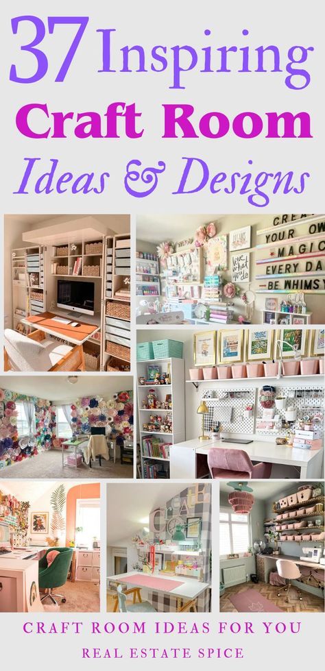 50 Craft Room Ideas and Designs To Ignite Creativity Organise Desk, Room Ideas Storage, She Shed Craft Room Ideas, Craft Room Layout Ideas, Super Studio, Craft Room Ideas On A Budget, Art Closet, Crafting Studio, Craft Room Makeover