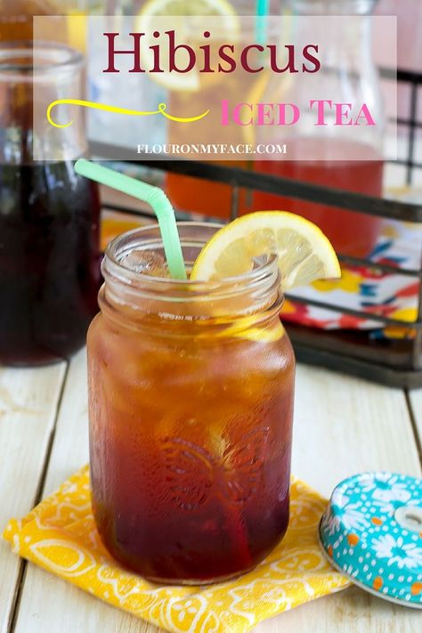 Hibiscus Iced Tea recipe made with a hibiscus simple syrup using organic dried hibiscus flowers via flouronmyface.com Hibiscus Simple Syrup Recipe, Crockpot Pulled Chicken, Blooming Tea, Homemade Liquor, Simple Syrup Recipes, Iced Tea Recipes, Hibiscus Tea, Refreshing Summer Drinks, Rotisserie Chicken Recipes