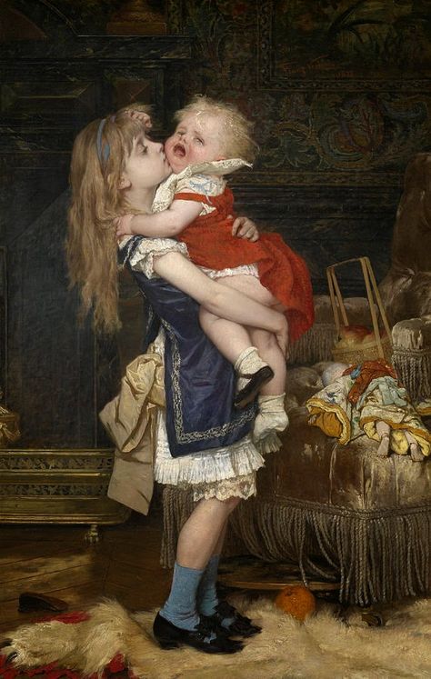 Jan Verhas (1834-1896) — Inconsolable (571x900) Era Victoria, 동화 삽화, Victorian Paintings, Rennaissance Art, Classic Paintings, Arte Inspo, Victorian Art, Historical Art, Old Paintings