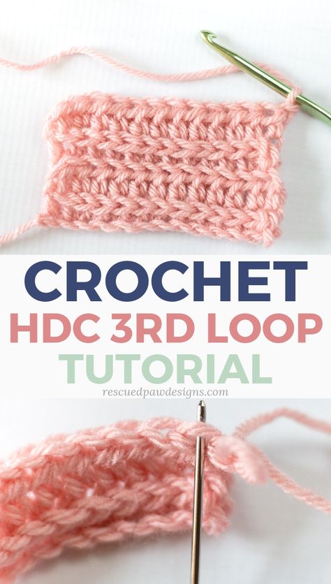 Learn how to Half Double Crochet in the Third Loop to make crocheted blankets, scarves & more! The third loop HDC tutorial is simple & perfect for beginners Crochet Third Loop, Hdc Crochet, Crochet Hdc, Crocheted Blankets, Half Double Crochet Stitch, Crochet Stitches For Beginners, Double Crochet Stitch, Crochet Instructions, Crochet Stitches Tutorial