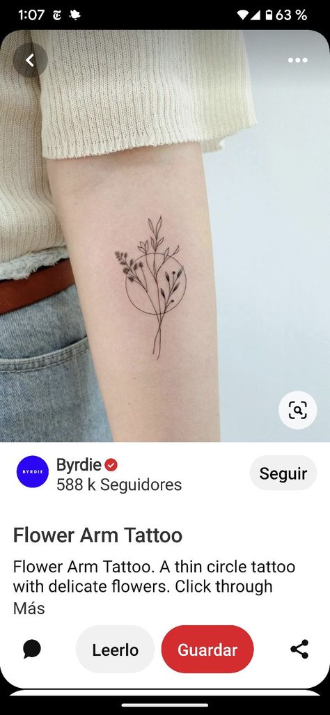 Flower With Circle Tattoo, Flowers In A Circle Tattoo, Circle Flower Tattoo, Circle Tattoos, Circle Tattoo, Arm Circles, Flower Tattoo Arm, Tattoo Inspo, Tattoo Idea