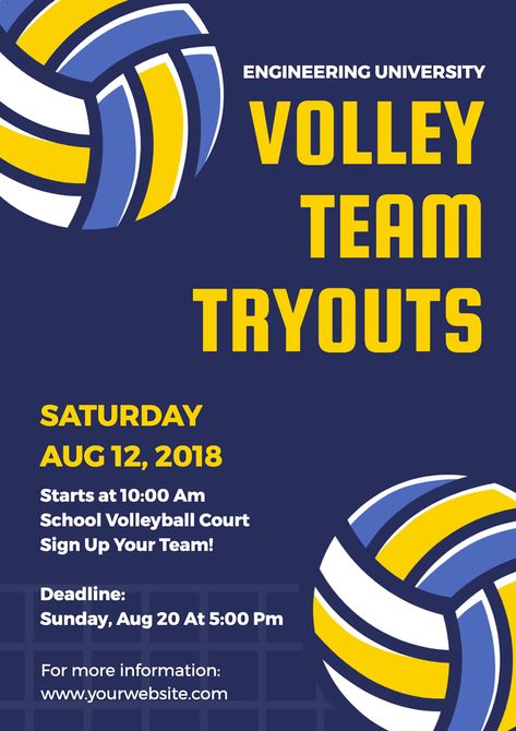 Free Volleyball Poster Designs | DesignCap Poster Maker Volleyball Graphic Design Poster, Volleyball Tournament Poster Design, Volleyball Flyer Design, Poster Ideas For Sports, Sports Club Poster, Volleyball Tournament Poster, Tryouts Poster, Sports Poster Ideas, Volleyball Poster Ideas