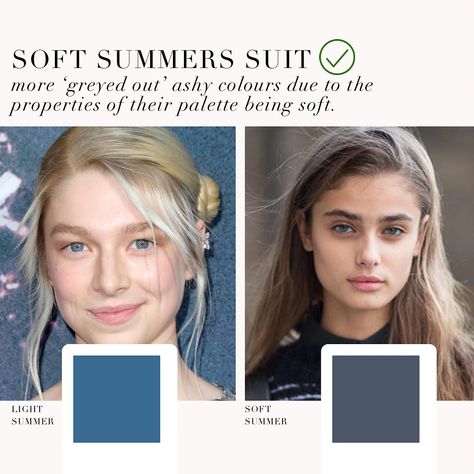 Light Summer VS Soft Summer as requested by you 🤍 . #coloranalysis #colouranalysis #softsummer #lightsummmer #coloranalyst #hunterschafer #taylorhill Soft Summer Summer Outfits, Soft Summer Vs Cool Summer, Soft Summer Vs Light Summer, Light Summer Vs Soft Summer, Soft Summer Clothes Aesthetic, Soft Summer Capsule, Soft Summer Color Palette Outfits, Palette Estate, Soft Summer Aesthetic