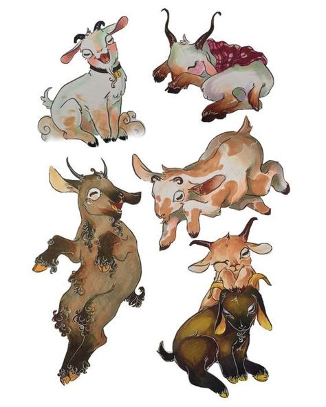 Goat Digital Art, Goat Poses Reference, Satyr Tattoo Design, Goat Character Design Concept Art, Character Art Animals, Goat Art Reference, Goat People Drawing, Cute Goats Drawing, Baphomet Character Design