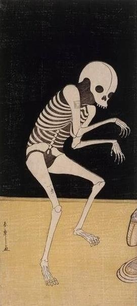 japanese print A Skeleton, Art Japonais, Art Et Illustration, Japanese Woodblock Printing, Ukiyo E, Art Institute Of Chicago, Japanese Prints, Memento Mori, Woodblock Print