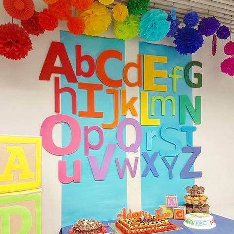 Alphabet Birthday Parties, Abc Birthday Parties, Alphabet Party, Alphabet Birthday, Abc Party, Farm Themed Birthday Party, Boy Birthday Party Themes, Third Birthday Party, Birthday Party Theme Decorations