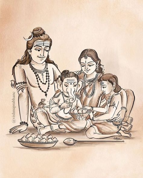 Ganesha Drawing, Acrylic Art Projects, Boho Art Drawings, Shiva Parvati Images, Lord Shiva Family, Lord Ganesha Paintings, Lord Shiva Hd Images, Hinduism Art, Vedic Art