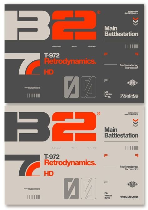 Industrial Graphic Design, Futuristic Typography, Cyberpunk Design, Sick Designs, Graphic Design Collection, Graph Design, Tech Art, Super Robot, Retro Futuristic