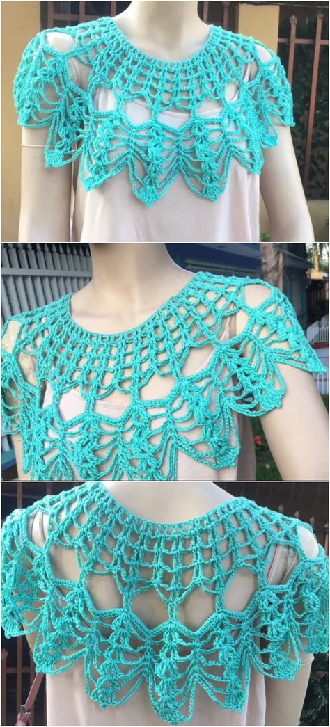 Crochet Stylish Collar - Crochet Ideas Crochet Collars Patterns Free, Crochet Collar Top, Crochet Shawl Patterns, Crochet Collars, Crochet Bolero Pattern, Crochet Collar Pattern, Crochet Cowl Free Pattern, Beau Crochet, Bolero Pattern