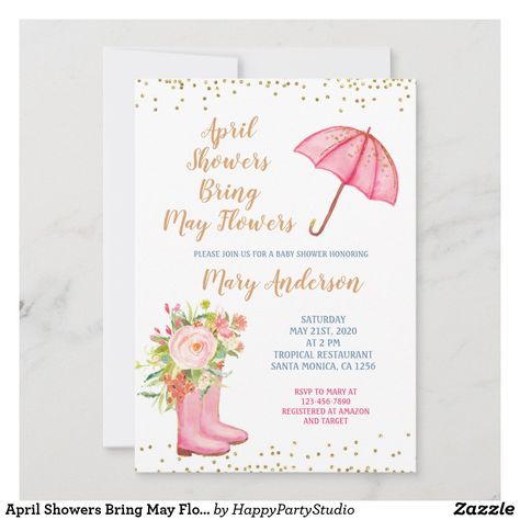 April Baby Shower, Bridal Shower Gift Ideas, Flowers Invitation, Watercolor Invitation, April Showers Bring May Flowers, Spring Shower, Rainbow Baby Shower, May Weddings, Happy Party