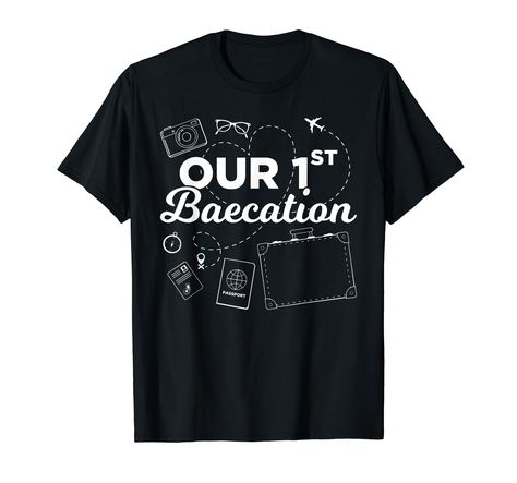 PRICES MAY VARY. Are you and your girlfriend or boyfriend planning your first vacation as a couple? What better way to surprise your loved one than with this Our 1st Baecation design. Get it today and make your first baecastion unforgettable. This baecation design is the perfect gift for any couple going on a vacation in 2020. Whether they have been married for a while, newlyweds, engaged or just boyfriend and girlfriend, get one for both of your friends and make their baecation unforgettable Li T Shirt Design For Boyfriend, Baecation Black Couples Shirts, Couples Retreats, Couples Vacation, Couple Shirts, T Shirts With Sayings, Branded T Shirts, Shirts With Sayings, Top Styles