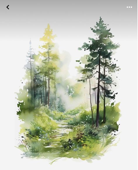 Nature Watercolor Paintings, Forest Painting Watercolor, Forest Watercolor Painting, Nature Digital Art, Forest Watercolor, Fall Nature, Watercolor Spring, Spring Forest, 수채화 그림