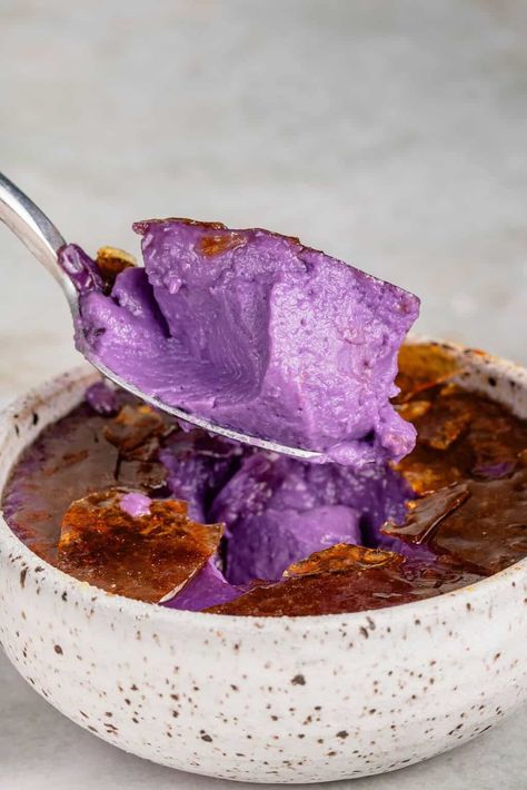 Ube Potato Recipes, Cultural Dessert Recipes, Ube Custard, Ube Extract, Prepare Tofu, Ube Dessert, Traditional French Desserts, Ube Halaya, Filipino Dessert Recipes